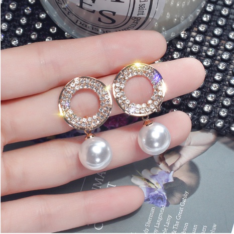 Mode geometrischer Kreis voller Strassimitat-Perlen einfache Ohrringe's discount tags