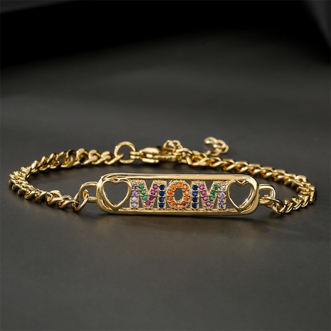 nouveau bracelet de bijoux MOM en zircon plaqué or plaqué cuivre's discount tags