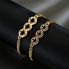 Bijoux de bracelet de zircon micro-incrusté de cuivre de visage souriant creux d'or simple