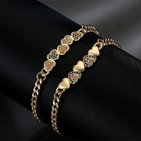bracelet d'ornements de coeur de zircon incrusté de micro-incrustation de cuivre de mode's discount tags