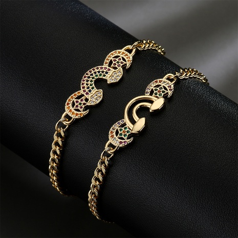 bracelet à breloques étoile de lune arc-en-ciel et zircon micro incrusté de cuivre à la mode's discount tags
