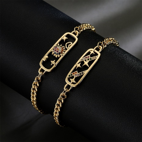 bracelet géométrique de bijoux en zircon micro-incrusté de cuivre de mode's discount tags