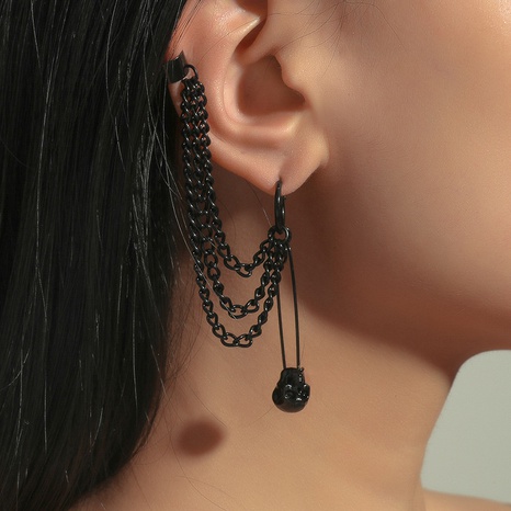 Boucles d'oreilles à épingles à chaîne créatives de style rétro punk hip-hop's discount tags
