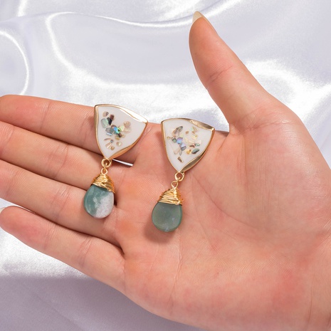 Boucles d'oreilles petit coquillage de couleur blanche triangle rétro Boucles d'oreilles en pierre d'agate naturelle's discount tags