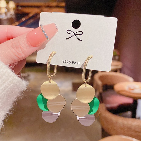 Koreanische Kreis Pailletten Ohrringe runde Anhänger Ohrringe Legierung Ohrschmuck's discount tags