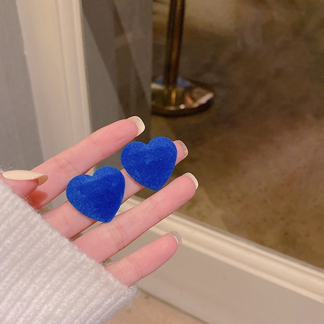 autumn and winter Klein blue earrings heart acrylic earrings's discount tags