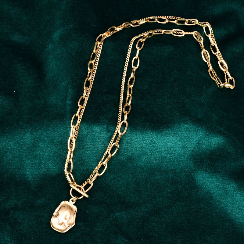 European and American retro irregular OT buckle thick chain titanium steel necklace