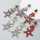European and American fashion alloy color rhinestone earrings pentagonal star earringspicture7