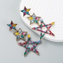European and American fashion alloy color rhinestone earrings pentagonal star earringspicture8