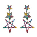 European and American fashion alloy color rhinestone earrings pentagonal star earringspicture11