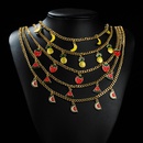 simple multicolor fruit banana pineapple shape copper enamel pendant necklacepicture10