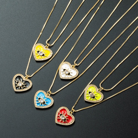 Demon Eyes Heart Pendant Necklace Zircon Clavicle Chain's discount tags