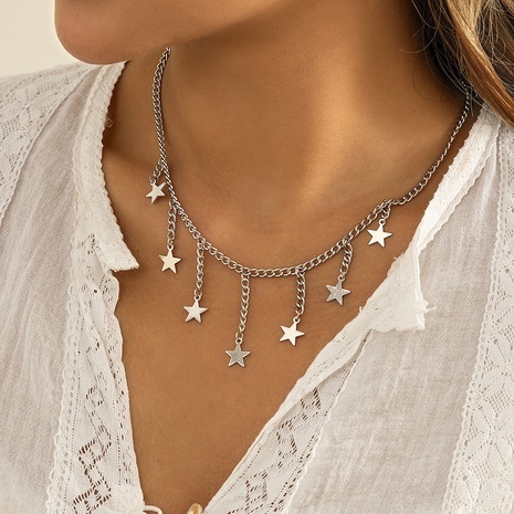 Europäische und amerikanische einfache Quasten-Stern-Anhänger-Halskette aus Legierung Schlüsselbeinkette's discount tags