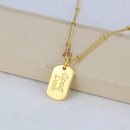 New Glossy Letter Copper Goldplated Square Tag Necklace NHBP578521picture8