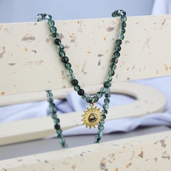 natural stone sun flower pendant translucent natural stone beaded necklace jewelry