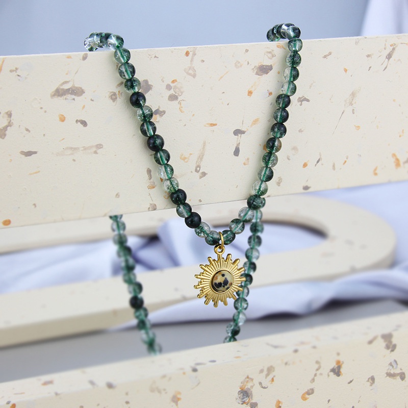 natural stone sun flower pendant translucent natural stone beaded necklace jewelry NHBP578522