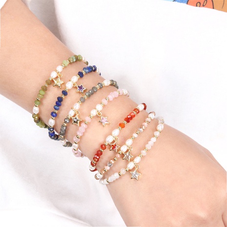 Semi-precious stone faceted beaded fashion star mixed color stacked jewelry wholesale's discount tags