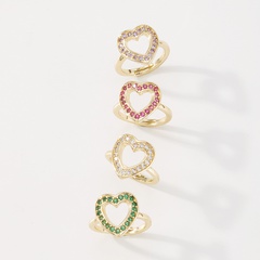 simple fashion geometric heart retro creative color zircon new ring