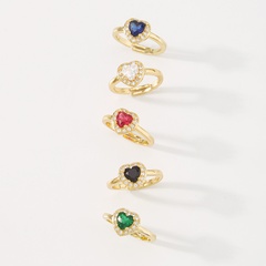 fashion heart zircon ring sweet creative open copper ring