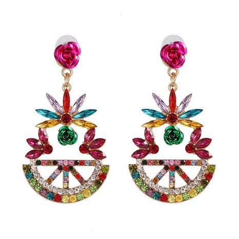 new retro hollow geometric color rhinestone inlaid earrings's discount tags