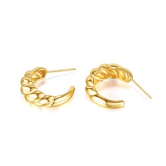 simple twisted pattern C-shaped earrings hip hop new copper earrings