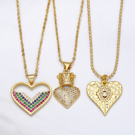 2022 New Trendy Simple Clavicle Chain Heart Zircon Necklace's discount tags