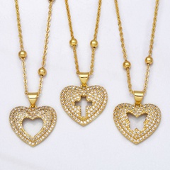 simple zircon necklace heart-shaped hollow cross butterfly pendant clavicle chain