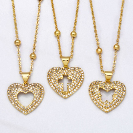 collier simple zircon en forme de coeur croix creuse pendentif papillon chaîne de la clavicule's discount tags