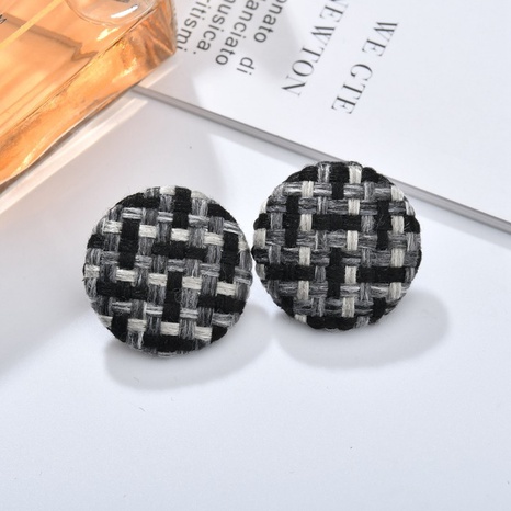 lattice exaggerated Autumn Winter Round Woven Fabric Stud Earrings's discount tags
