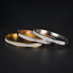 fashion diamond jewelry three rows of full diamond egg-shaped stainless steel bracelet