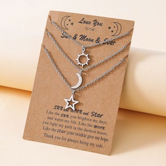 neue Edelstahl-Sonnen-Mond-Stern-Halskette Europäische und amerikanische Persönlichkeitsanhänger-Halskette