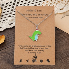 European and American small dinosaur pendant card necklace cartoon alloy drip oil clavicle chain