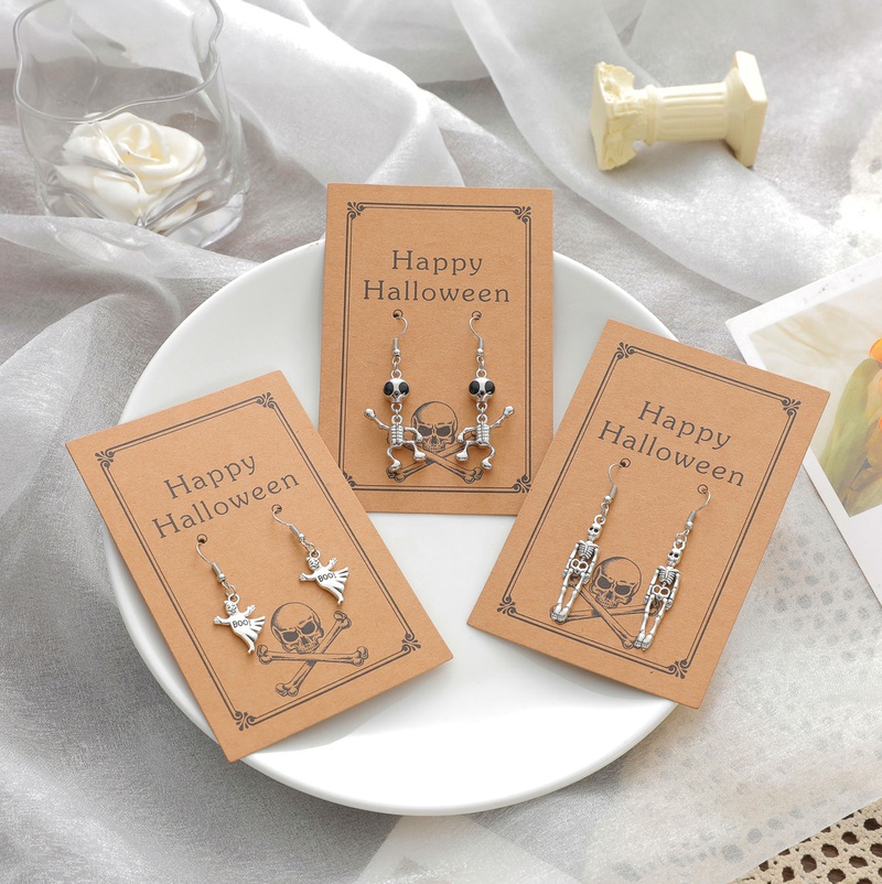 vintage skull ghost card earrings Halloween earrings