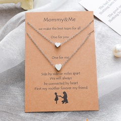new copper heart card necklace simple little peach heart clavicle chain 2-piece set