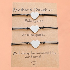 New Mother Card Bracelet Simple Glossy Stainless Steel Heart Braided Bracelet Women