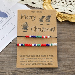 New Morse Code Merry Christmas Glass Beads Braided Bracelet 2-Piece Set Wholesale
