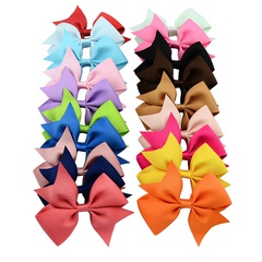 Accesorios para el cabello de los niños del clip del bowknot en forma de V de la cinta acanalada del color sólido de la moda