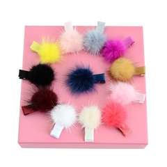 European and American children's hair accessories headdress mink hair ball hairpin hair rope