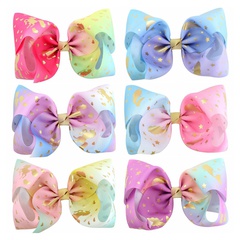 European and American unicorn mermaid bronzing sequins ribbed children's bow hairpin
