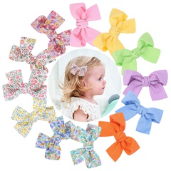 Fashion new bow hairpin floral fabric cute baby solid color hair accessories