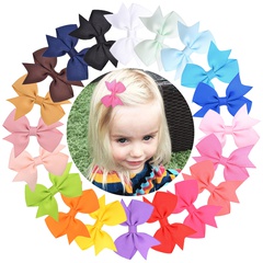 New children's hairpin bow hair accessories solid color ribbed hairpin