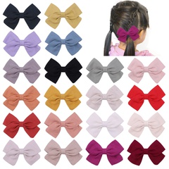 European and American simple children's hair accessories solid color fabric bow hairpin