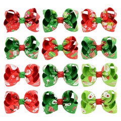 Christmas new children's printing bow hairpin European and American hairpin