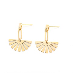 simple geometric creative stainless steel fan-shaped earrings