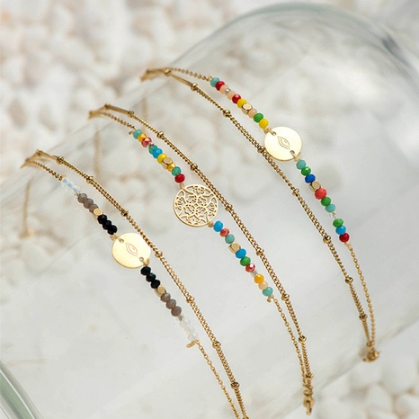 nouveau pendentif rond creux multicouche titane bracelet de perles fait main coloré's discount tags