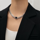 Titanium steel thick chain necklace dripping oil black square clavicle chain necklacepicture7