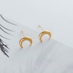 Horn earrings women's stainless steel moon titanium steel earrings