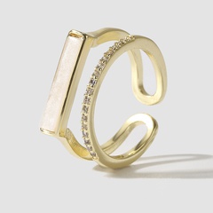 Koreanisches einfaches Kupfer eingelegter Zirkonium offener Ring weibliche kreative Kupferringe Großhandel