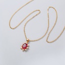 collier simple en pierre gemme de tournesol ovale rouge rubis rouge et zirconpicture8