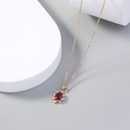 collier simple en pierre gemme de tournesol ovale rouge rubis rouge et zirconpicture10